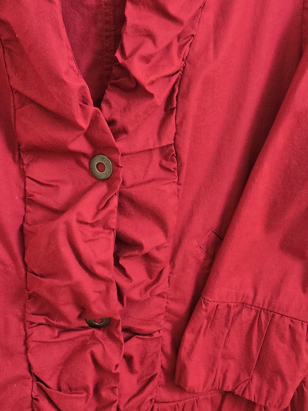 Wearables Red Ruffle-Trim Blazer Jacket - Picture 4 of 4